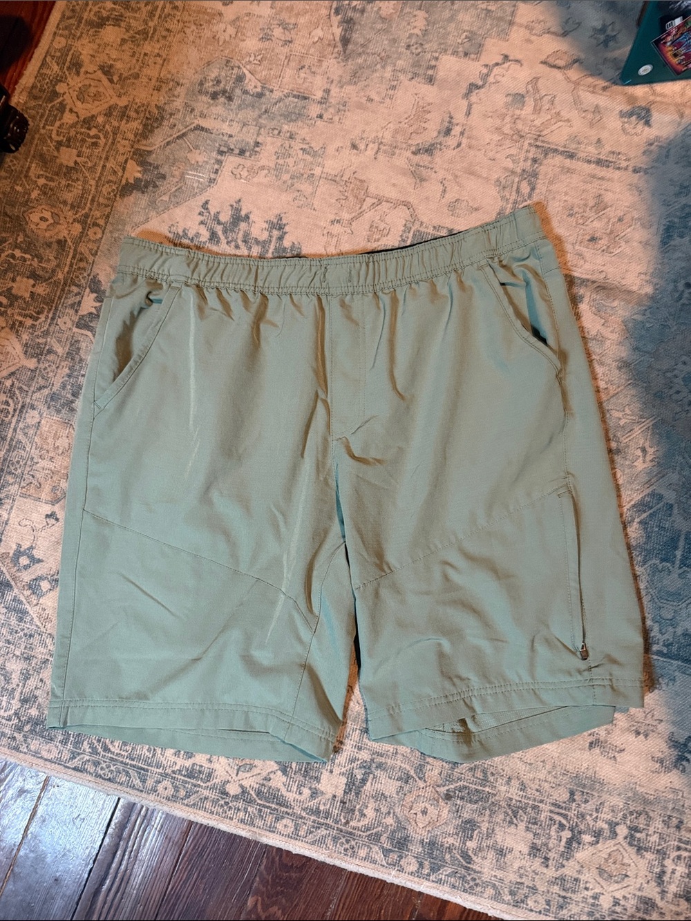 Men's Olive Hybrid Performance Shorts with Zip Pocket